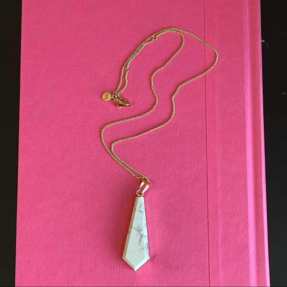 White Howlite Pendant Necklace on 20" Chain - Picture 5 of 6